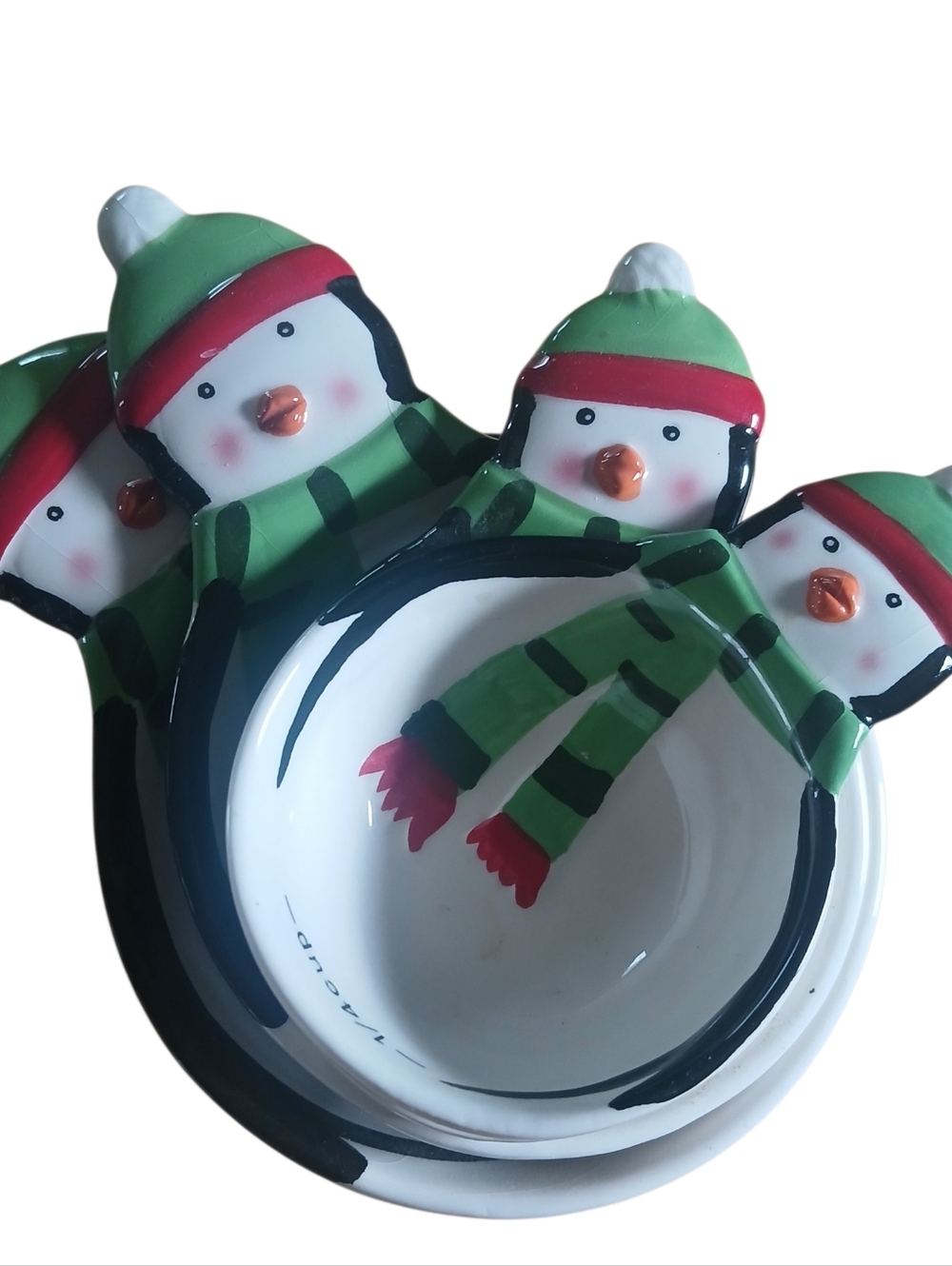 Measuring Cups Cute Penguin Snowmen Holiday Set of 4 Stack-able